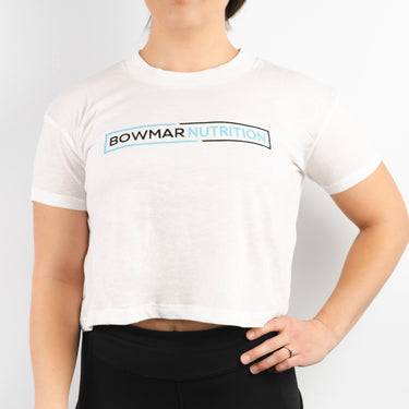 WOMENS WHITE CROP TEE